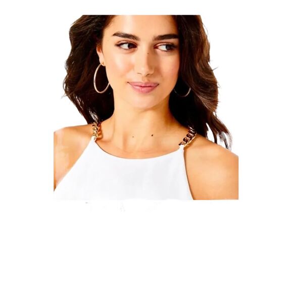 NEW! Lilly Pulitzer Women's Adrienne Halter Tank Top Resort White Size 10 NWT - Picture 2 of 11